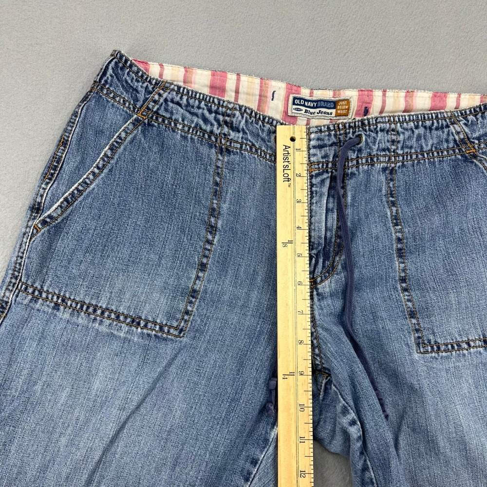 Old Navy Blue Jeans Womens 10 Blue Wide Leg Drawstring Low Rise Denim Pants - Picture 6 of 14
